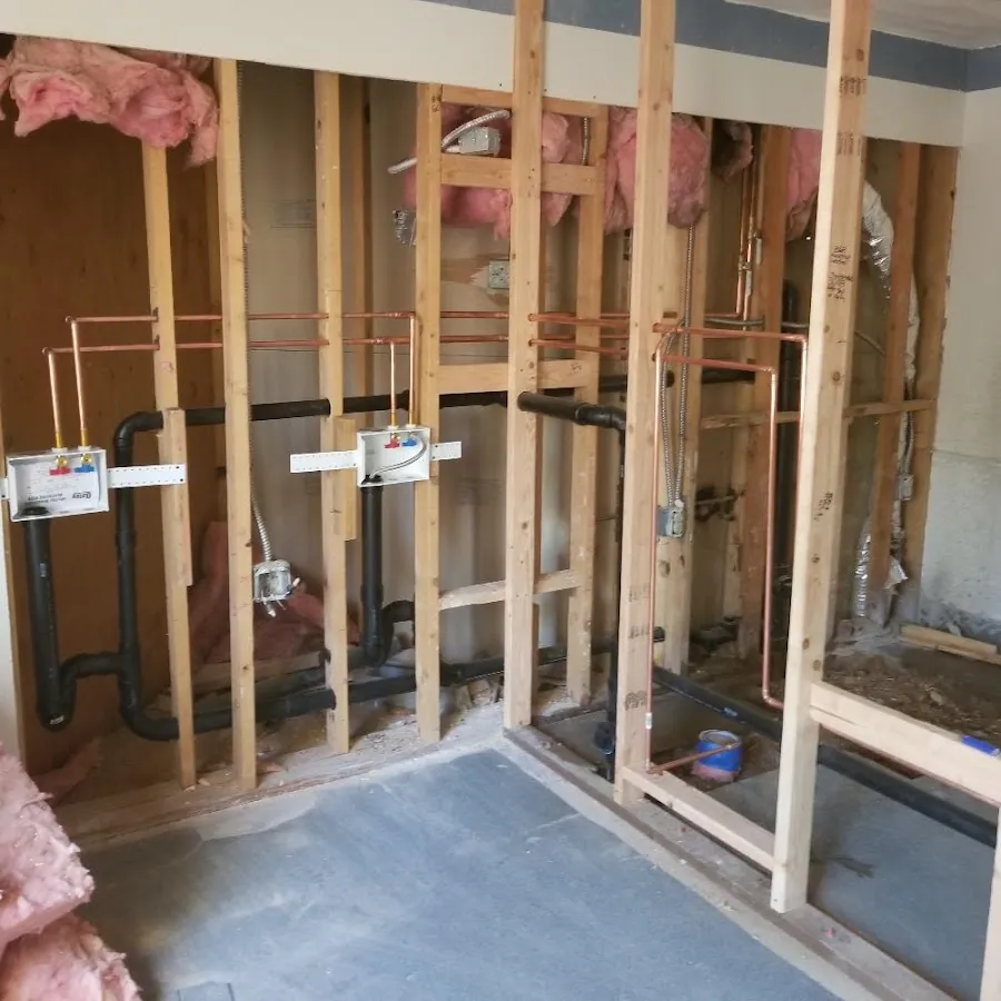 Copper pipe rough-in and plumbing installation in Tewksbury